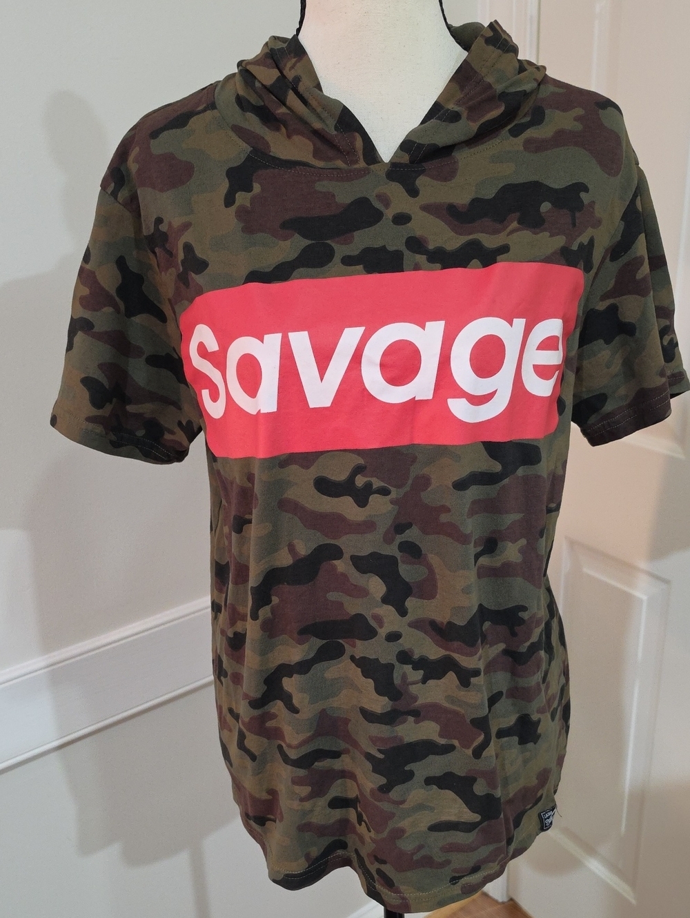 Brooklyn's Best "Savage" Camo Short-Sleeve Hooded Shirt – Size M